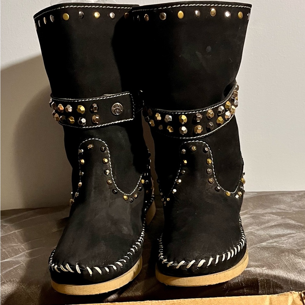 NIB! Rose Gonzales Wo. Sz. 10M black suede ankle boots Hand Made